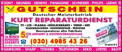 Waschmaschine Reparatur Berlin Gutschein